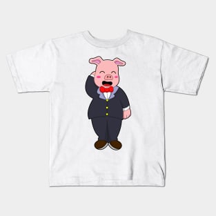 Pig as Groom with Suit & Tie Kids T-Shirt